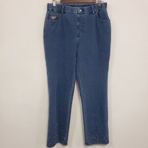 Dream Jeans By Quacker Factory Womens Straight Leg Rhinestone Jeans Size M Artsy